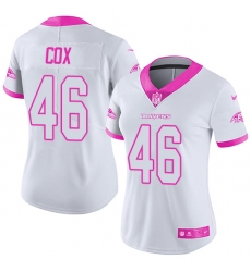 Women's Nike Baltimore Ravens #46 Morgan Cox Limited White/Pink Rush Fashion NFL Jersey