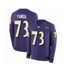 Men's Nike Baltimore Ravens #73 Marshal Yanda Limited Purple Therma Long Sleeve NFL Jersey