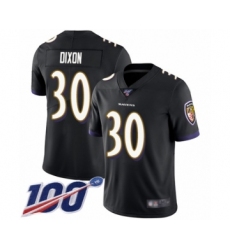 Men's Baltimore Ravens #30 Kenneth Dixon Black Alternate Vapor Untouchable Limited Player 100th Season Football Jersey