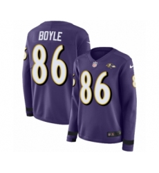Women's Nike Baltimore Ravens #86 Nick Boyle Limited Purple Therma Long Sleeve NFL Jersey