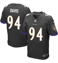 Men's Nike Baltimore Ravens #94 Carl Davis Elite Black Alternate NFL Jersey