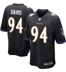 Men's Nike Baltimore Ravens #94 Carl Davis Game Black Alternate NFL Jersey