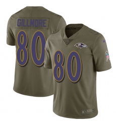Men's Nike Baltimore Ravens #80 Crockett Gillmore Limited Olive 2017 Salute to Service NFL Jersey