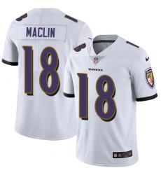Youth Nike Baltimore Ravens #18 Jeremy Maclin White Vapor Untouchable Limited Player NFL Jersey