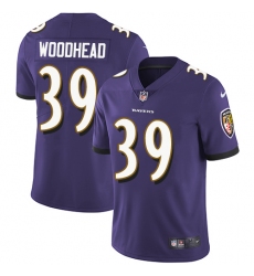 Youth Nike Baltimore Ravens #39 Danny Woodhead Purple Team Color Vapor Untouchable Limited Player NFL Jersey