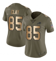 Women's Nike Buffalo Bills #85 Charles Clay Limited Olive/Gold 2017 Salute to Service NFL Jersey