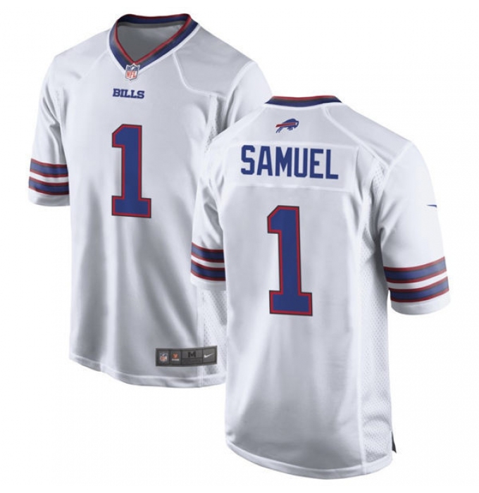 Men's  Buffalo Bills #1 Curtis Samuel Nike White Away Vapor Limited Jersey