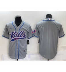 Men's Buffalo Bills Blank Grey Stitched MLB Cool Base Nike Baseball Jersey