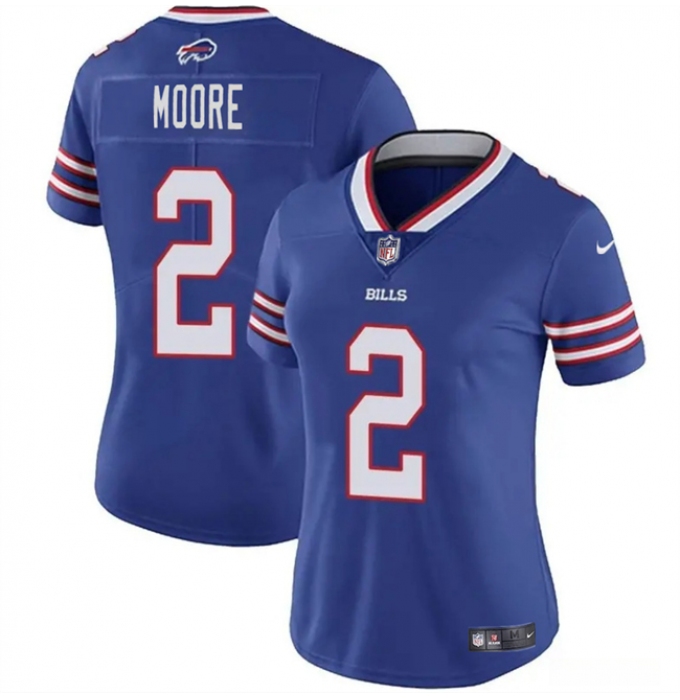 Women's Buffalo Bills #2 D.J. Moore Blue Vapor Stitched Football Jersey(Run Small)