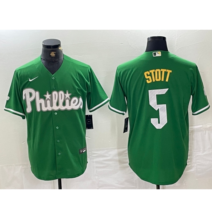 Men's Philadelphia Phillies #5 Bryson Stott Green 2024 City Connect Stitched Jersey