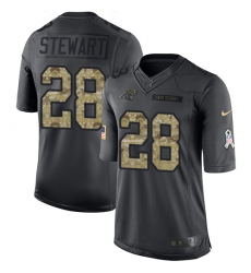 Men's Nike Carolina Panthers #28 Jonathan Stewart Limited Black 2016 Salute to Service NFL Jersey