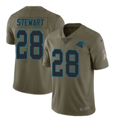 Men's Nike Carolina Panthers #28 Jonathan Stewart Limited Olive 2017 Salute to Service NFL Jersey