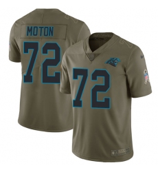 Youth Nike Carolina Panthers #72 Taylor Moton Limited Olive 2017 Salute to Service NFL Jersey