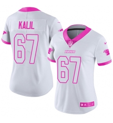 Women's Nike Carolina Panthers #67 Ryan Kalil Limited White/Pink Rush Fashion NFL Jersey