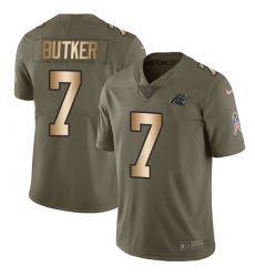 Men's Nike Carolina Panthers #7 Harrison Butker Limited Olive/Gold 2017 Salute to Service NFL Jersey