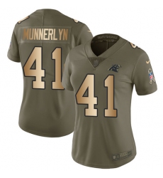 Women's Nike Carolina Panthers #41 Captain Munnerlyn Limited Olive/Gold 2017 Salute to Service NFL Jersey