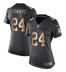 Women's Nike Chicago Bears #24 Jordan Howard Limited Black/Gold Salute to Service NFL Jersey