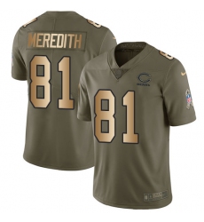 Men's Nike Chicago Bears #81 Cameron Meredith Limited Olive/Gold Salute to Service NFL Jersey