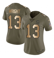 Women's Nike Chicago Bears #13 Kendall Wright Limited Olive/Gold Salute to Service NFL Jersey