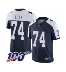 Men's Dallas Cowboys #74 Bob Lilly Navy Blue Throwback Alternate Vapor Untouchable Limited Player 100th Season Football Jersey