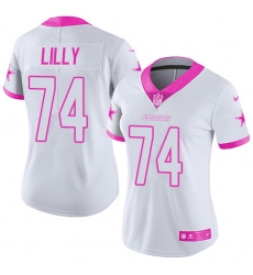 Women's Nike Dallas Cowboys #74 Bob Lilly Limited White/Pink Rush Fashion NFL Jersey