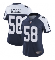 Women's Nike Dallas Cowboys #58 Damontre Moore Navy Blue Throwback Alternate Vapor Untouchable Limited Player NFL Jersey