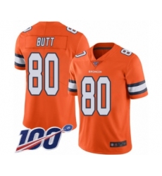 Men's Denver Broncos #80 Jake Butt Limited Orange Rush Vapor Untouchable 100th Season Football Jersey