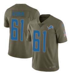 Men's Nike Detroit Lions #61 Kerry Hyder Limited Olive 2017 Salute to Service NFL Jersey