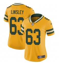 Women's Nike Green Bay Packers #63 Corey Linsley Limited Gold Rush Vapor Untouchable NFL Jersey