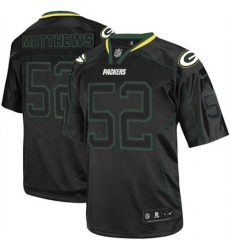 Men's Nike Green Bay Packers #52 Clay Matthews Elite Lights Out Black NFL Jersey