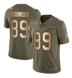 Men's Nike Green Bay Packers #89 Dave Robinson Limited Olive/Gold 2017 Salute to Service NFL Jersey