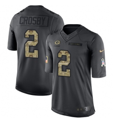 Men's Nike Green Bay Packers #2 Mason Crosby Limited Black 2016 Salute to Service NFL Jersey