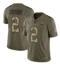 Youth Nike Green Bay Packers #2 Mason Crosby Limited Olive/Camo 2017 Salute to Service NFL Jersey