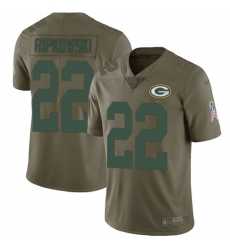 Youth Nike Green Bay Packers #22 Aaron Ripkowski Limited Olive 2017 Salute to Service NFL Jersey