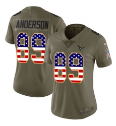 Women's Nike Houston Texans #89 Stephen Anderson Limited Olive/USA Flag 2017 Salute to Service NFL Jersey