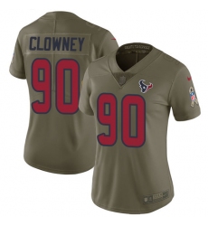 Women's Nike Houston Texans #90 Jadeveon Clowney Limited Olive 2017 Salute to Service NFL Jersey