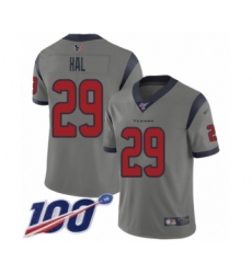 Men's Houston Texans #29 Andre Hal Limited Gray Inverted Legend 100th Season Football Jersey