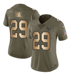 Women's Nike Houston Texans #29 Andre Hal Limited Olive/Gold 2017 Salute to Service NFL Jersey