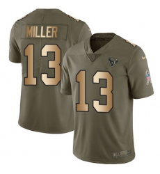 Men's Nike Houston Texans #13 Braxton Miller Limited Olive/Gold 2017 Salute to Service NFL Jersey