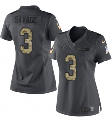 Women's Nike Houston Texans #3 Tom Savage Limited Black 2016 Salute to Service NFL Jersey