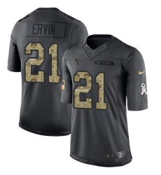 Men's Nike Houston Texans #21 Tyler Ervin Limited Black 2016 Salute to Service NFL Jersey