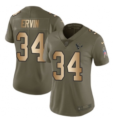 Women's Nike Houston Texans #34 Tyler Ervin Limited Olive/Gold 2017 Salute to Service NFL Jersey