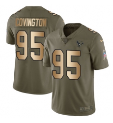 Men's Nike Houston Texans #95 Christian Covington Limited Olive/Gold 2017 Salute to Service NFL Jersey