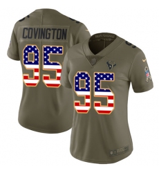 Women's Nike Houston Texans #95 Christian Covington Limited Olive/USA Flag 2017 Salute to Service NFL Jersey