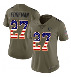 Women's Nike Houston Texans #27 D'Onta Foreman Limited Olive/USA Flag 2017 Salute to Service NFL Jersey