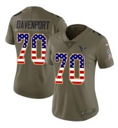 Women's Nike Houston Texans #70 Julien Davenport Limited Olive/USA Flag 2017 Salute to Service NFL Jersey