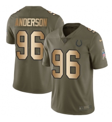 Youth Nike Indianapolis Colts #96 Henry Anderson Limited Olive/Gold 2017 Salute to Service NFL Jersey