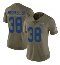 Women's Nike Indianapolis Colts #38 Christine Michael Sr Limited Olive 2017 Salute to Service NFL Jersey