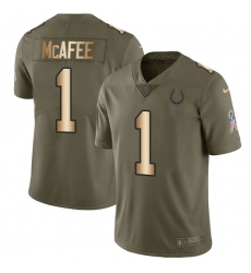 Youth Nike Indianapolis Colts #1 Pat McAfee Limited Olive/Gold 2017 Salute to Service NFL Jersey