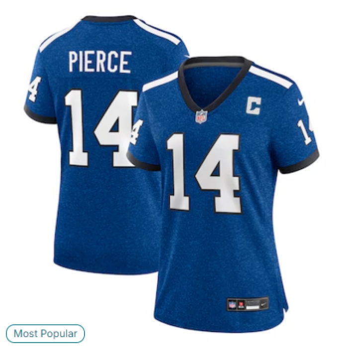 Women's Indianapolis Colts #14 Alec Pierce Limited Blue Heather Royal Alternate 2 Indiana Nights Jersey
